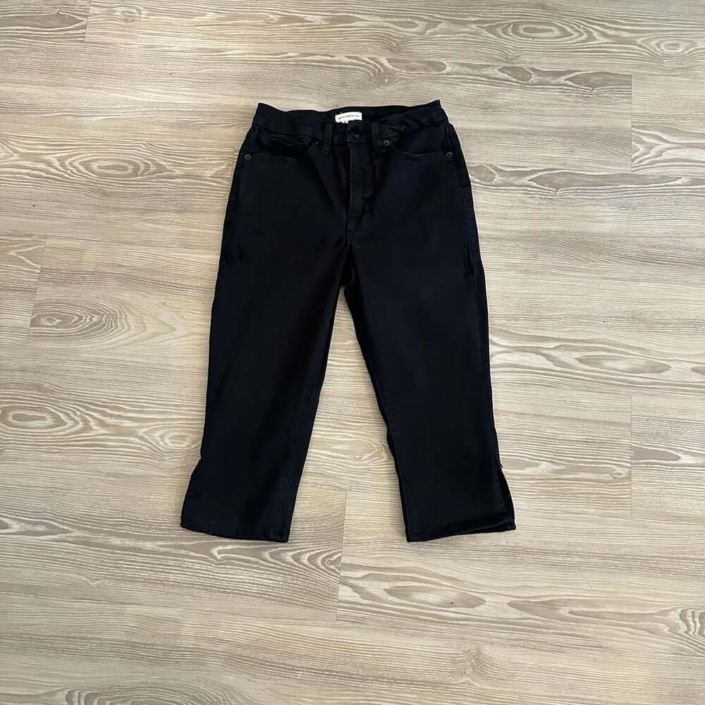 Good American Jeans Size 6/28 Black Capri Crop Split Hem